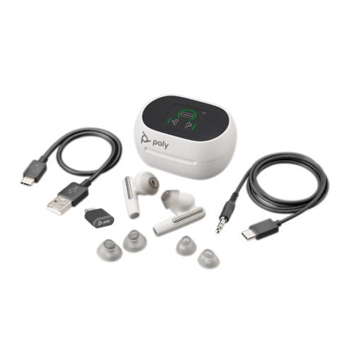 VOYAGER FREE 60 UC WITH BASIC CHARGE CASE, (COMPUTER & MOBILE), MS VERSION, USB-C, TRUE WIRELESS EARBUDS, WHITE