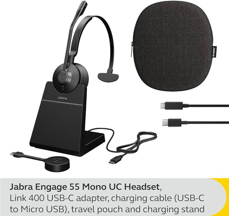 Jabra Engage 55 UC MONO USB-A with Charging Stand, EMEA/APAC