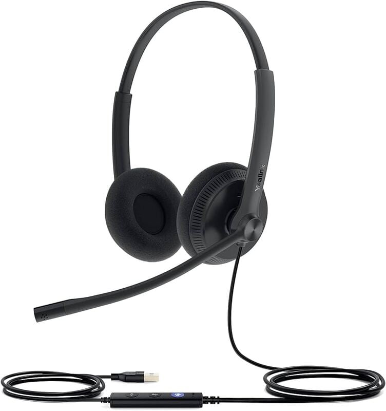 YEALINK - UH34 - Stereo Corded Headset (USB-A) (MS Certified) (Leatherette)