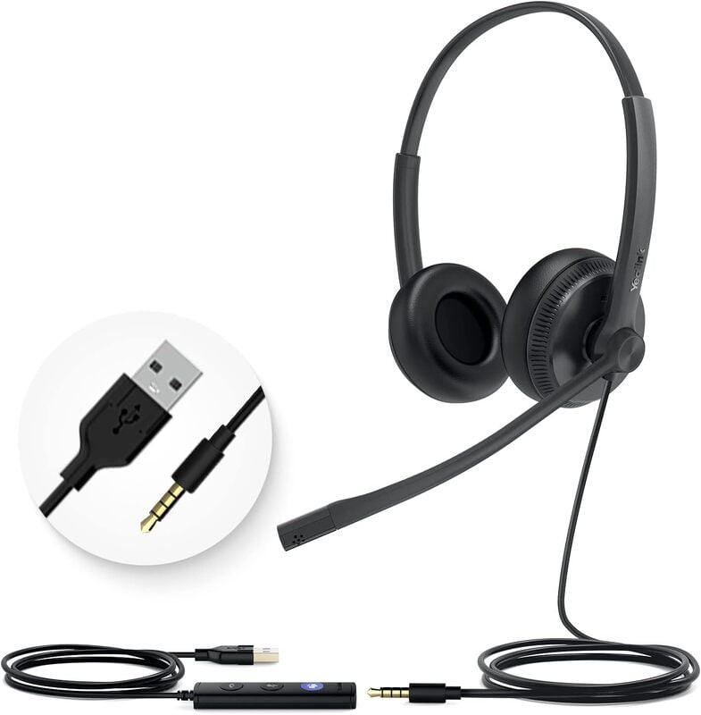 YEALINK - UH34 SE - Stereo Corded Headset (USB-A + 3.5mm) (MS Certified) (Leatherette) YEALINK - UH34 SE - Stereo Corded Headset (USB-A + 3.5mm) (MS Certified) (Leatherette)