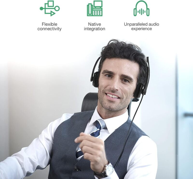 YEALINK - UH34 - Stereo Corded Headset (USB-A) (MS Certified) (Leatherette)