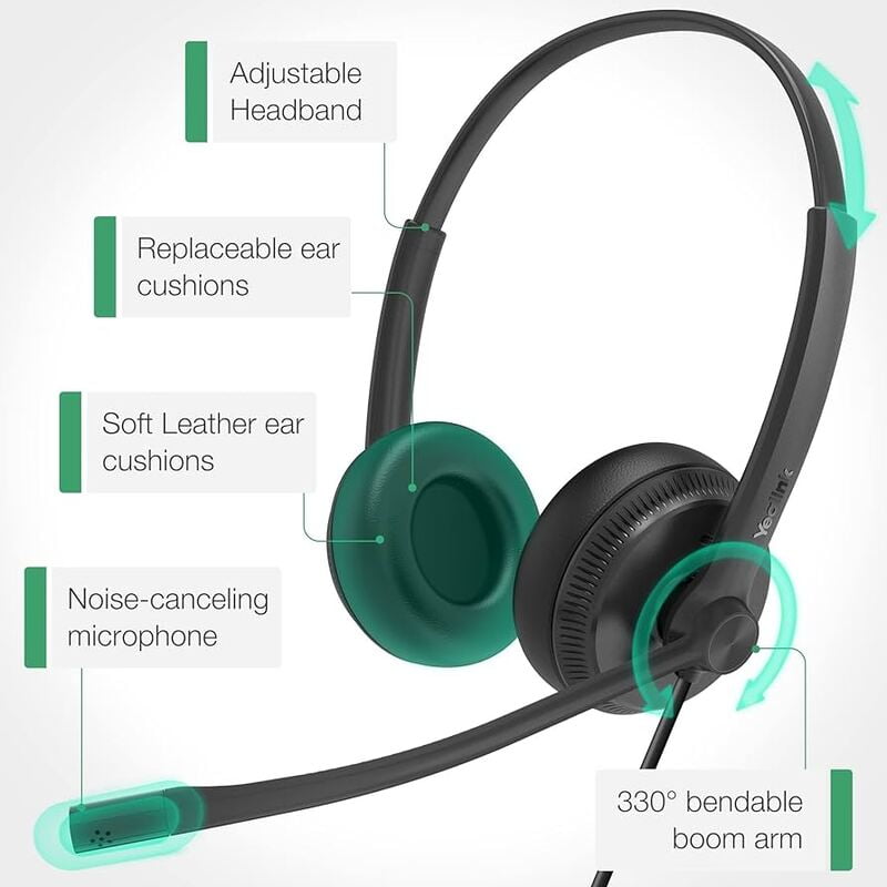 YEALINK - UH34 SE - Stereo Corded Headset (USB-A + 3.5mm) (MS Certified) (Leatherette) YEALINK - UH34 SE - Stereo Corded Headset (USB-A + 3.5mm) (MS Certified) (Leatherette)