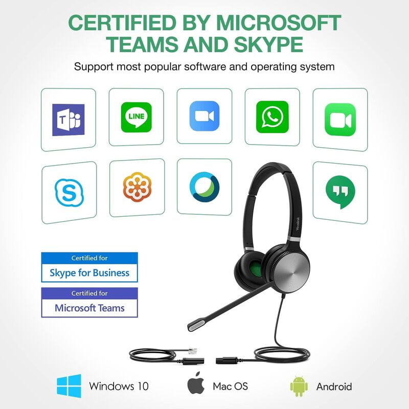 YEALINK - SPARE - YHM362 - Stereo Wideband QD Headset for Yealink IP Phone (leatherette)