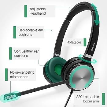 YEALINK - SPARE - YHM362 - Stereo Wideband QD Headset for Yealink IP Phone (leatherette)