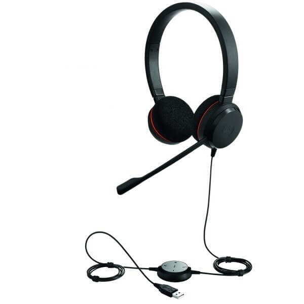 Jabra EVOLVE 20 MS STEREO USB-A Headband, Noise cancelling, with muteand volume control on the cord, Foam ear cushion (Microsoft optimized)