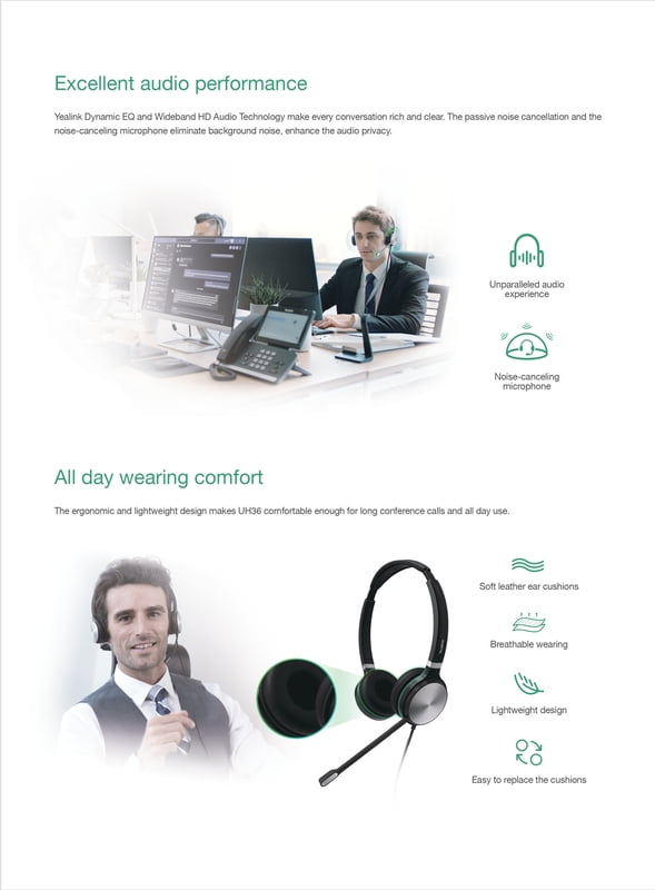 YEALINK - SPARE - UHM361 - Mono 3.5mm Wired Headset (leatherette)