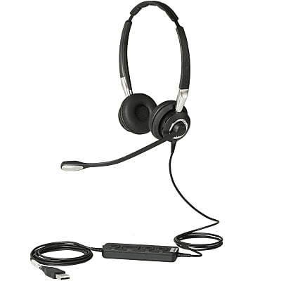 Jabra BIZ™ 2400 II Stereo USB Type: 82 E-STD Noise-Cancelling, USB connector with mute-button and volume control, Microphone boom: FreeSpin