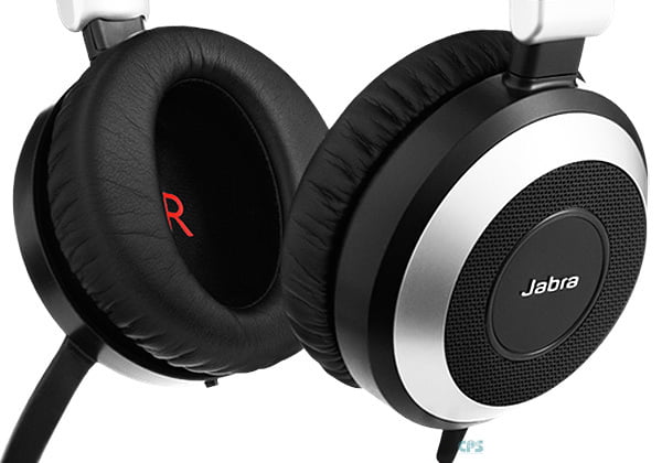 Jabra EVOLVE 80 UC Duo headset only with 3.5mm Jack (without USB Controller), headband, discret boomarm, active Noise Cancellation, Listen-In