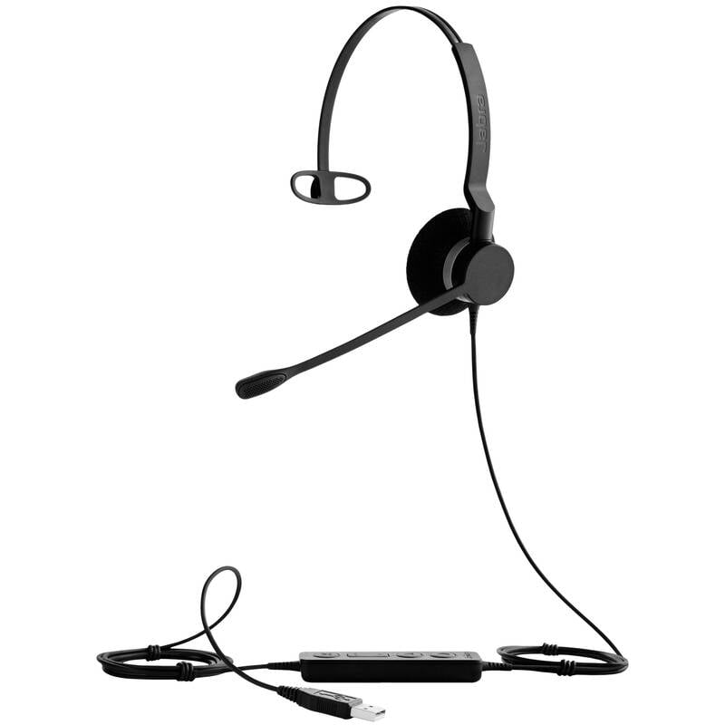 Jabra BIZ™ 2300 USB MONO, Type: 82 E-STD, Microphone boom: FreeSpin (headband), USB connector, with mute-button and volume control on the cord, Microsoft optimized
