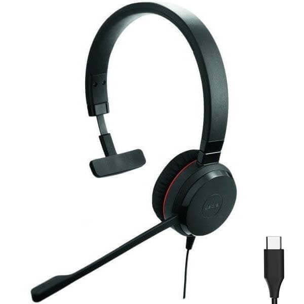Jabra EVOLVE 30 II UC MONO USB Headband, Noise cancelling, USB and 3.5 connectivity, with mute and volume control on the cord, Leather ear cushion