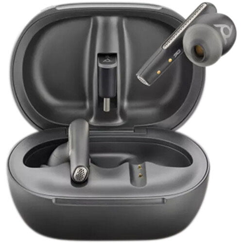 VOYAGER FREE 60+ UC WITH TOUCHSCREEN CHARGE CASE, (COMPUTER, MOBILE & 3.5MM), MS VERSION, USB-C, TRUE WIRELESS EARBUDS, BLACK