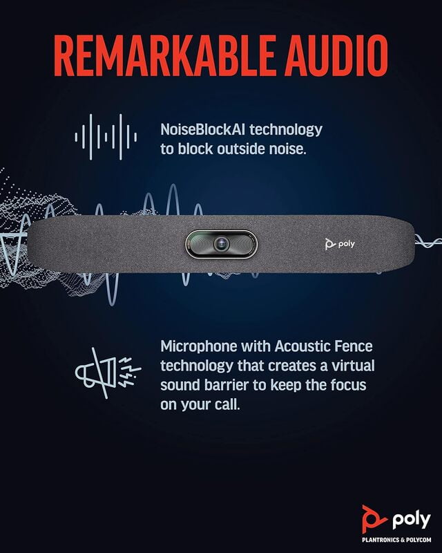 Poly Studiok 120-deg FOV 4K Camera, Integrated speaker and microphone, Wi-Fi device management, monitor clamp included, Cable: 5m USB Type-A to Type-C, Power: EURO-Type C,CE 7/7. Poly Studiok 120-deg FOV 4K Camera, Integrated speaker and microphone, Wi-Fi device management, monitor clamp included, Cable: 5m USB Type-A to Type-C, Power: EURO-Type C,CE 7/7.