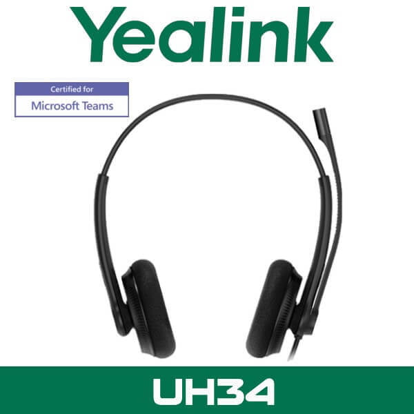 YEALINK - UH34 SE - Stereo Corded Headset (USB-C + 3.5mm) (MS Certified) (Leatherette)